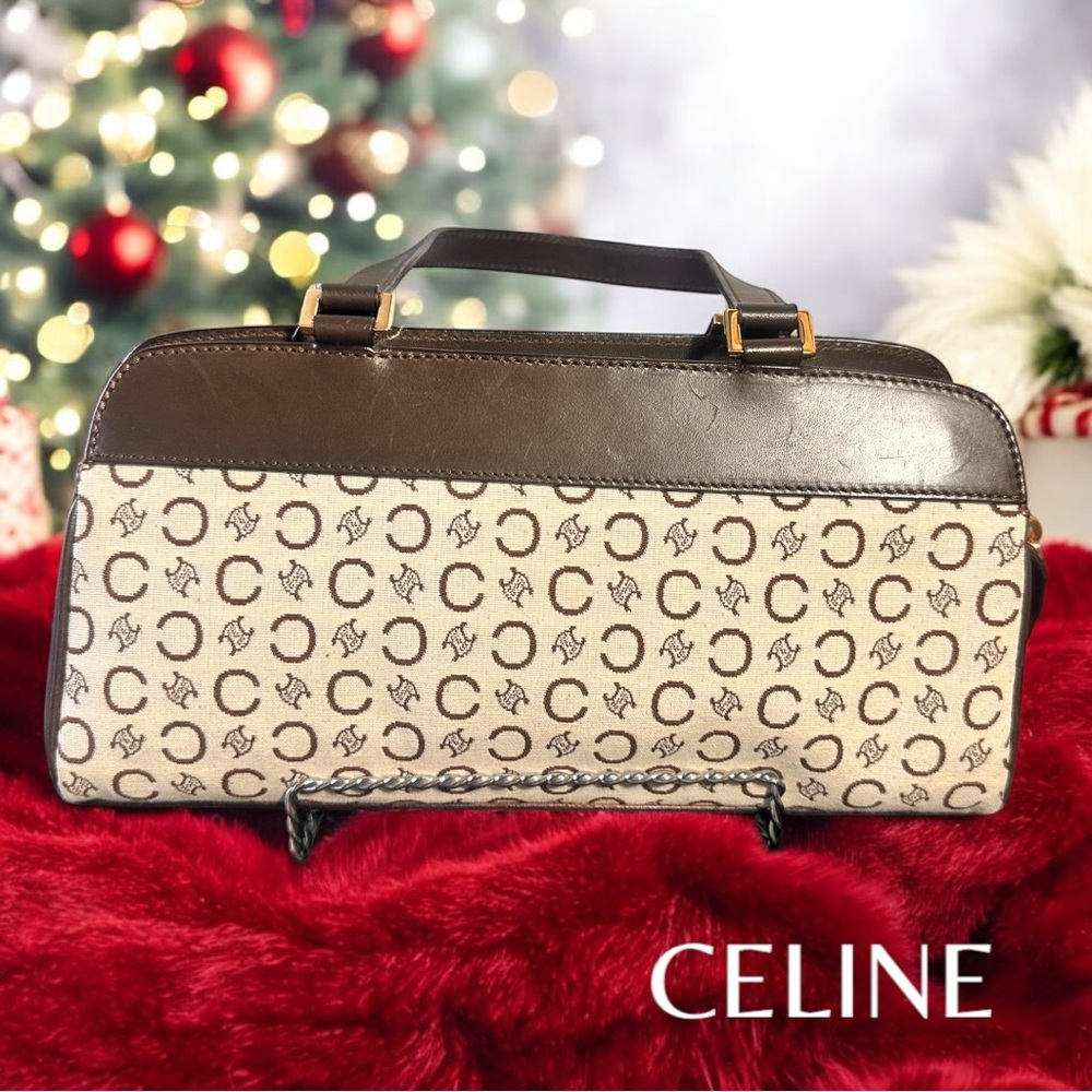 CELINE Pierre Handbag - Biege/Drk Brown - Made in Italy